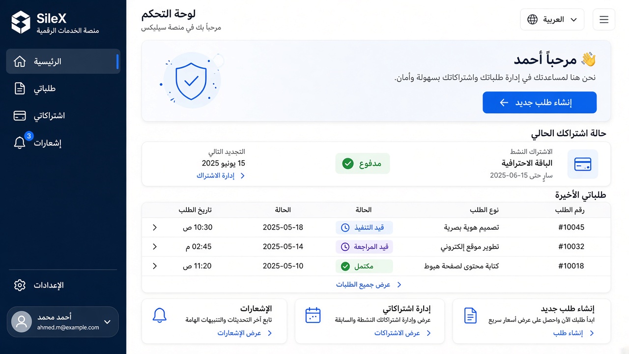 لوحة تحكم الزبون